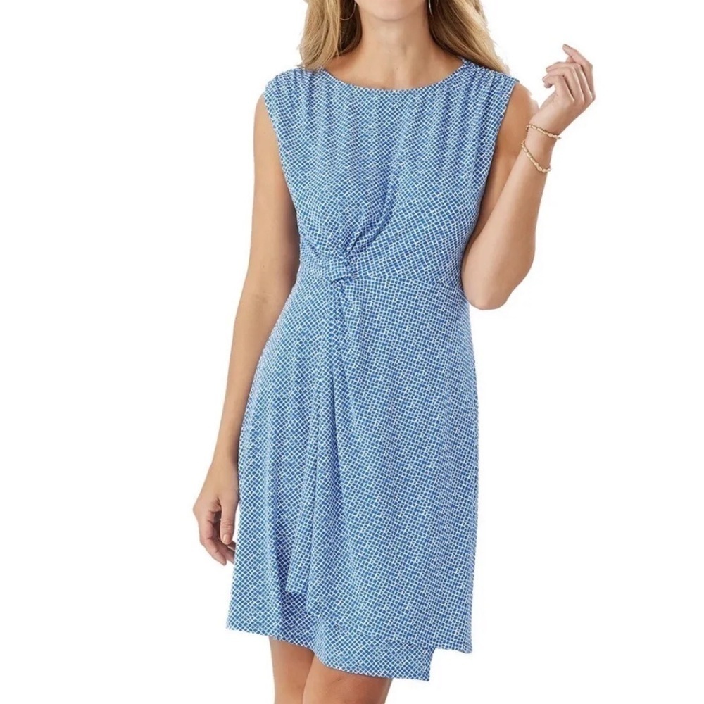 Tommy Bahama Goa Boa Women Side Twist Dress Turkish Blue Sea S Small Sleeveless